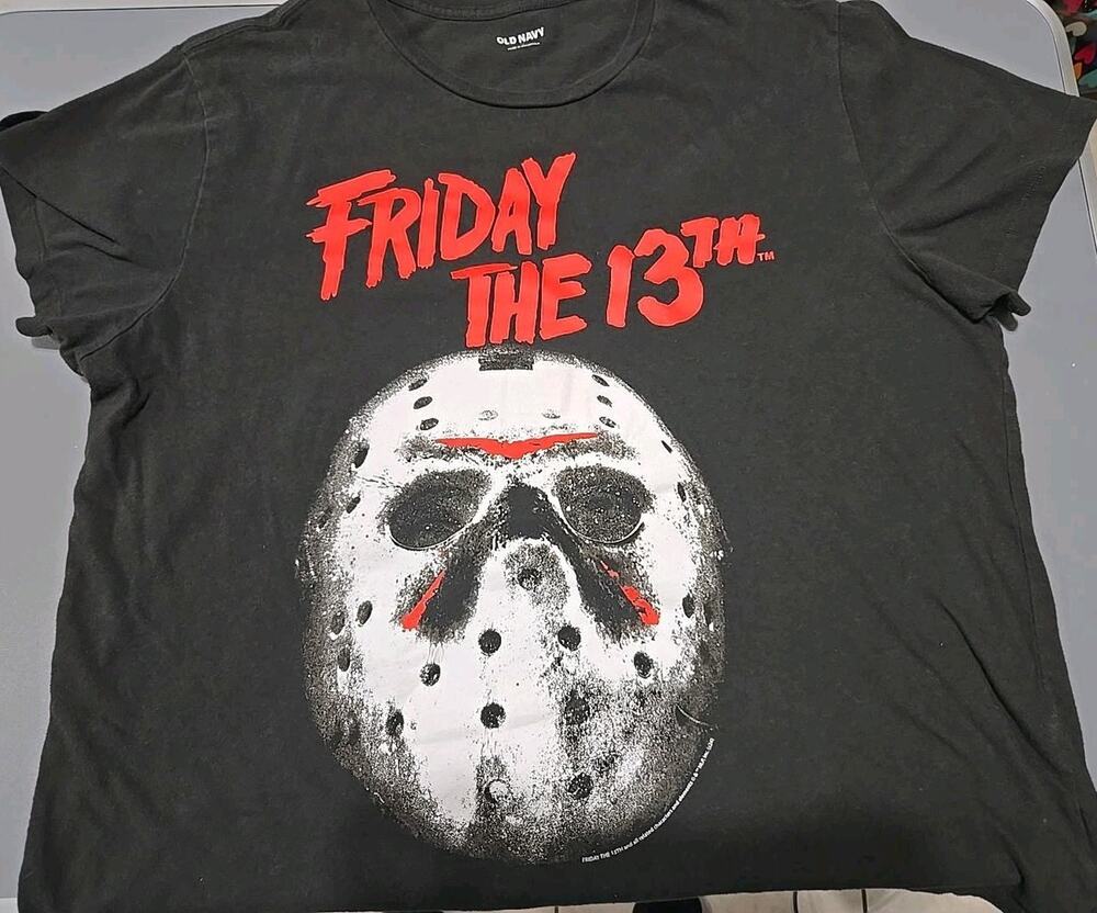 Friday the 13th Jason Voorhees Mask Graphic T Shirt Black Old Navy XL Horror